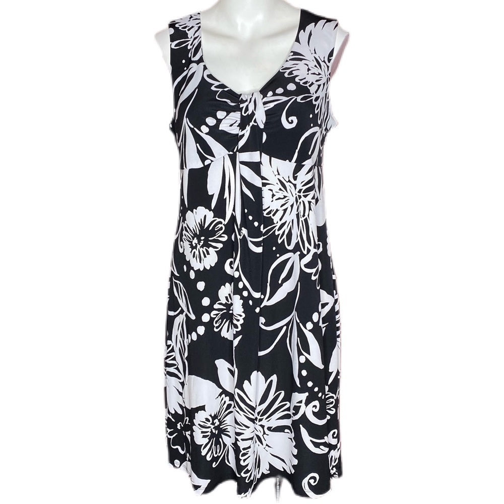 Style & Co. Black & White Floral Dress Size M